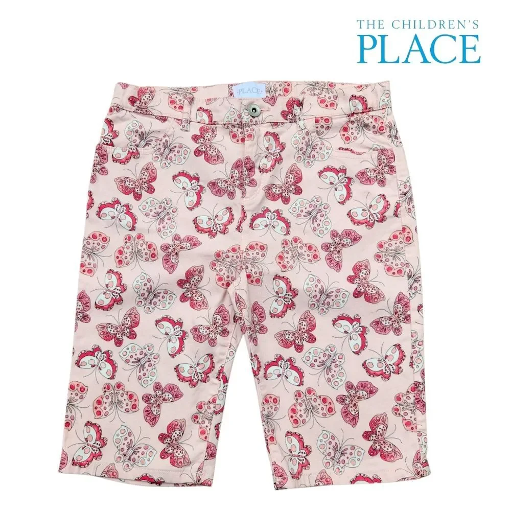 The Children Place Girls Shorts Skimmer Butterflies Pink Adjustable Waist Siz 14